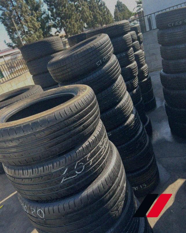 Stacked tires at Atlanta Tire Group yard in Union City